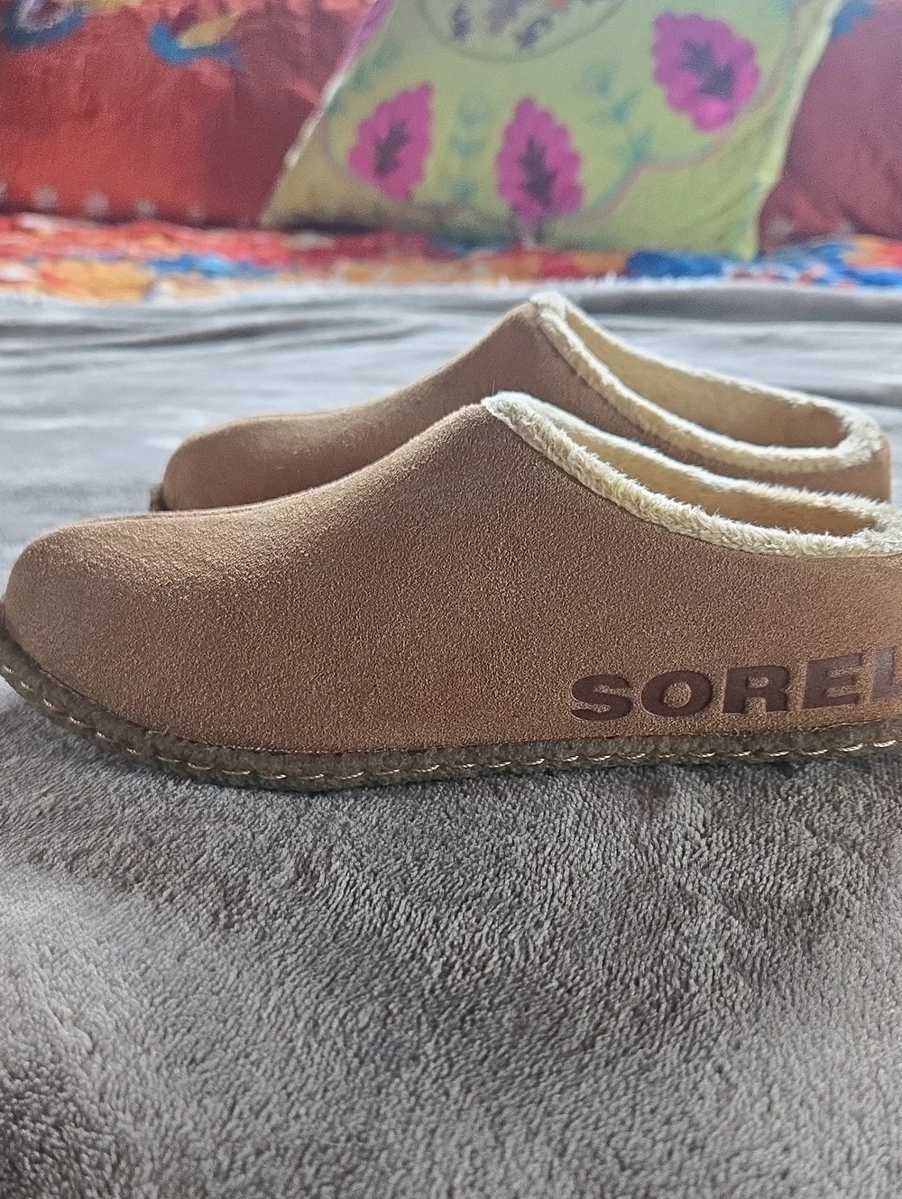 Sorel Brown Faux-Suede Plush-Lined Slip-On Clog